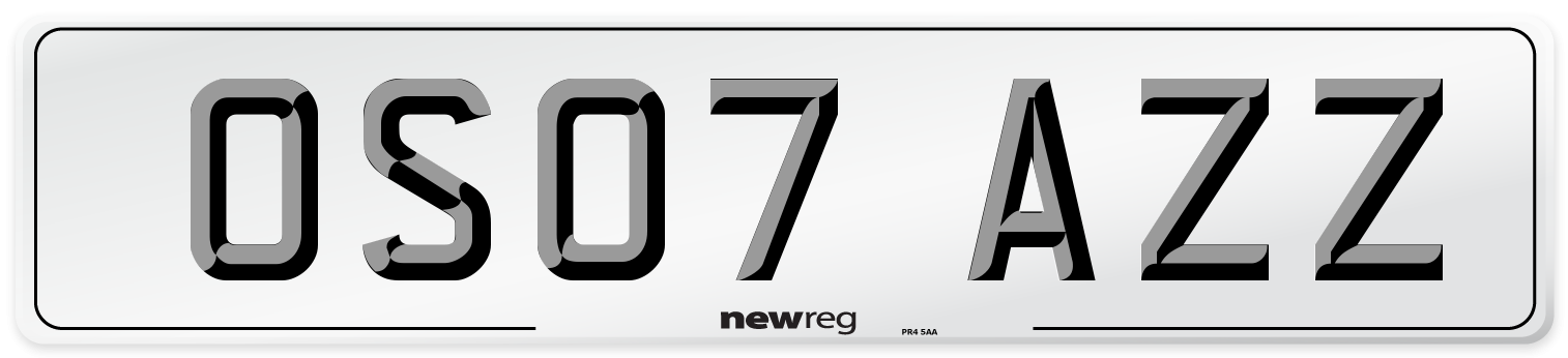 OS07 AZZ Number Plate from New Reg